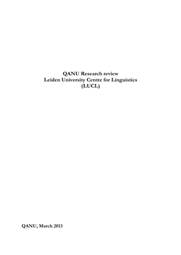 QANU Research Review Leiden University Centre for Linguistics (LUCL)