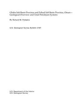 Fahud Salt Basin Province, Oman— Geological Overview and Total Petroleum Systems