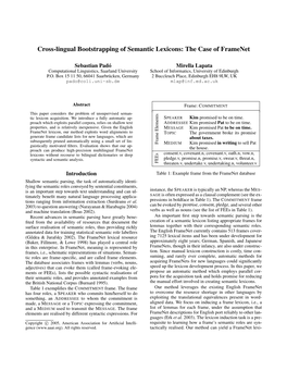 Cross-Lingual Bootstrapping of Semantic Lexicons: the Case of Framenet