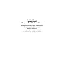 2020 South Park County Sanitation District for the Fiscal Year Ended June 30, 2020