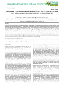 Traditional Uses, Phytochemistry, and Pharmacological Activities of Amla with Special Reference of Unani Medicine - an Updated Review