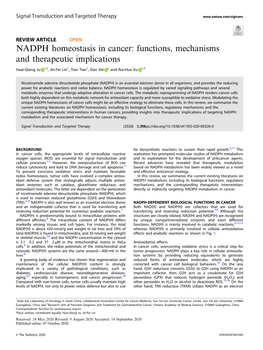NADPH Homeostasis in Cancer: Functions, Mechanisms and Therapeutic Implications