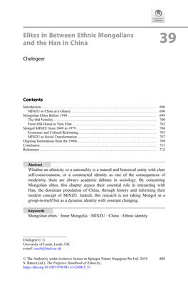 Elites in Between Ethnic Mongolians and the Han in China 39