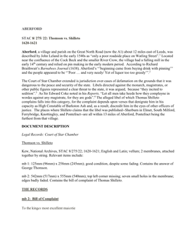 ABERFORD STAC 8/ 275/ 22: Thomson Vs. Shilleto 1620-1621