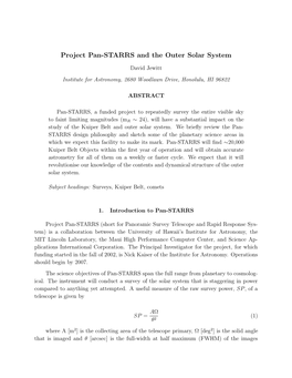 Project Pan-STARRS and the Outer Solar System