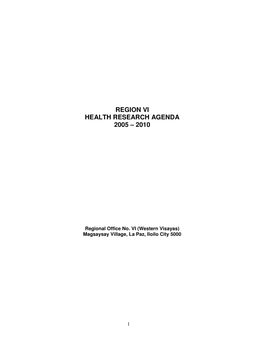 Region Vi Health Research Agenda 2005 – 2010