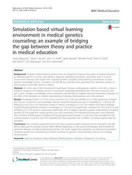 Simulation Based Virtual Learning Environment in Medical Genetics