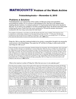 Triskaidekaphobia – November 9, 2015