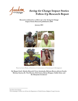 Saving for Change Impact Stories Follow-Up Research Report