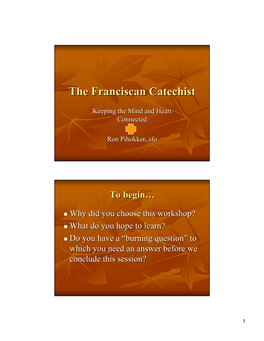 The Franciscan Catechist