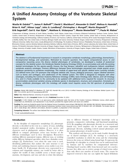 A Unified Anatomy Ontology of the Vertebrate Skeletal System