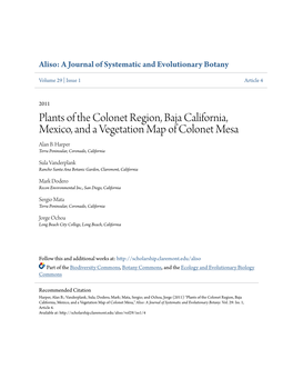 Baja California, Mexico, and a Vegetation Map of Colonet Mesa Alan B