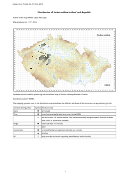 1 Distribution of Sorbus Collina in the Czech Republic