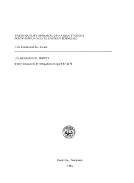 Water-Quality Appraisal of N Asqan Stations Below Impoundments, Eastern Tennessee