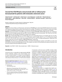 Second-Line FOLFIRI Plus Ramucirumab with Or Without Prior