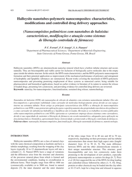 Halloysite Nanotubes-Polymeric Nanocomposites: Characteristics, Modifications and Controlled Drug Delivery Approaches