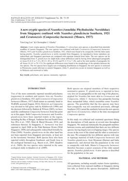 A New Cryptic Species of Neanthes (Annelida: Phyllodocida: Nereididae)