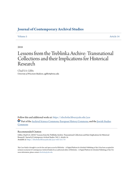 Lessons from the Treblinka Archive: Transnational Collections and Their Implications for Historical Research Chad S.A
