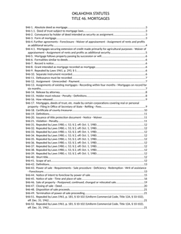 Oklahoma Statutes Title 46. Mortgages