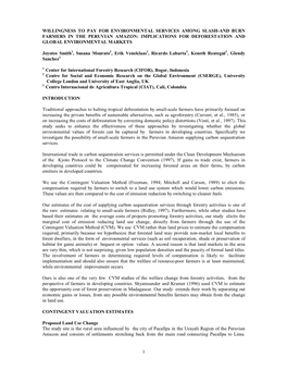 1 Willingness to Pay for Environmental Services Among Slash-And Burn Farmers in the Peruvian Amazon