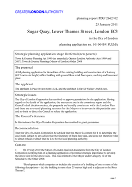 Sugar Quay, Lower Thames Street, London EC3 in the City of London Planning Application No