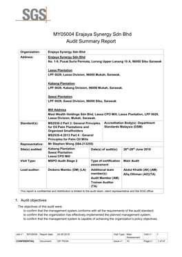 MY05004 Erajaya Synergy Sdn Bhd Audit Summary Report