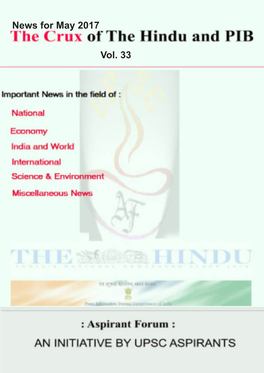 The Crux of the Hindu and PIB Vol 33