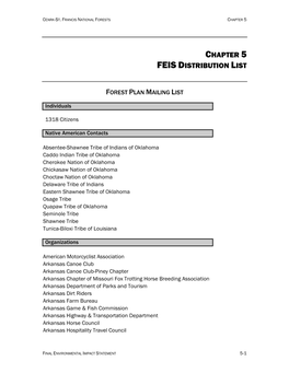 Chapter 5 Feis Distribution List