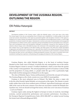 Development of the Uusimaa Region