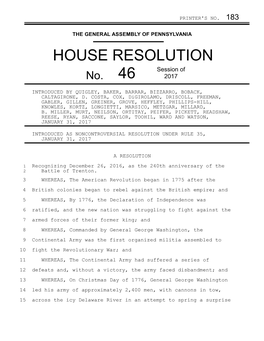 HOUSE RESOLUTION Session of No