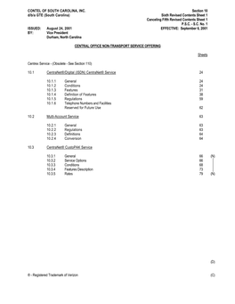 CONTEL of SOUTH CAROLINA, INC. Section 10 D/B/A GTE (South Carolina) Sixth Revised Contents Sheet 1 Canceling Fifth Revised Contents Sheet 1 P.S.C