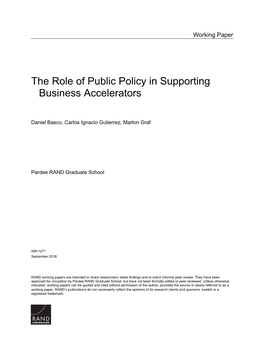 The Role of Public Policy in Supporting Business Accelerators