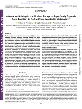 Alternative Splicing in the Nuclear Receptor Superfamily Expands Gene Function to Refine Endo-Xenobiotic Metabolism S