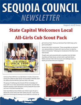 State Capitol Welcomes Local All-Girls Cub Scout Pack