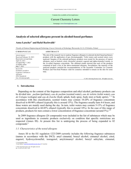 Current Chemistry Letters Analysis of Selected Allergens Present In