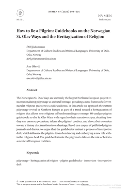 Guidebooks on the Norwegian St. Olav Ways and the Heritagization of Religion