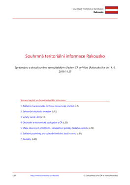 SOUHRNNÁ TERITORIÁLNÍ INFORMACE Rakousko