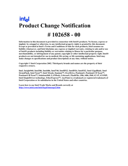 Product Change Notification # 102658