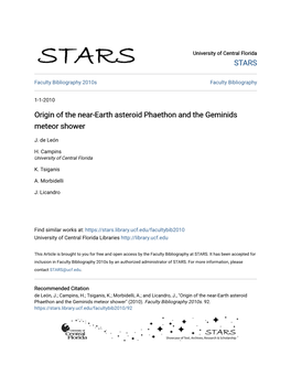 Origin of the Near-Earth Asteroid Phaethon and the Geminids Meteor Shower