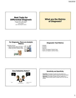 Best Tests for Differential Diagnosis What Are the Metrics of Diagnosis?