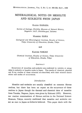 Mineralogical Notes on Mesolite and Scolecite from Japan