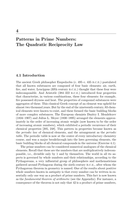 4 Patterns in Prime Numbers: the Quadratic Reciprocity Law