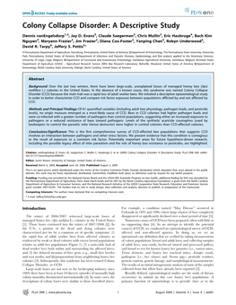 Colony Collapse Disorder: a Descriptive Study