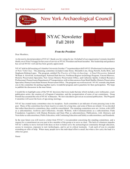 NYAC Newsletter Fall 2010