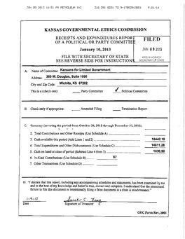 Receipts and Expenditures Repor of a Political Or Party Committe