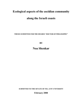 Ecological Aspects of the Ascidian Community Along the Israeli Coasts