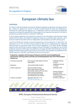 EU Climate Action, Provide Predictability for Investors and Businesses, and Ensure Transparency and Accountability