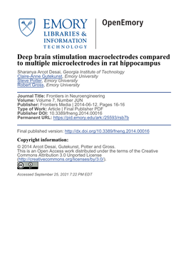 Deep Brain Stimulation Macroelectrodes Compared To