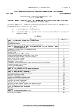 Agricultural Product Standards Act: Regulations: Coffee, Chicory And