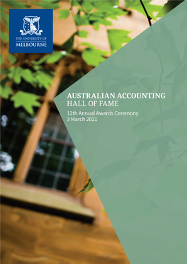 AUSTRALIAN ACCOUNTING HALL of FAME 12Th Annual Awards Ceremony 3 March 2021